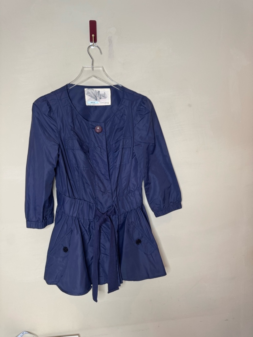 Kimchi Blue Navy Tie Waist Jacket Lightweight Nylon Size S - Picture 2 of 10